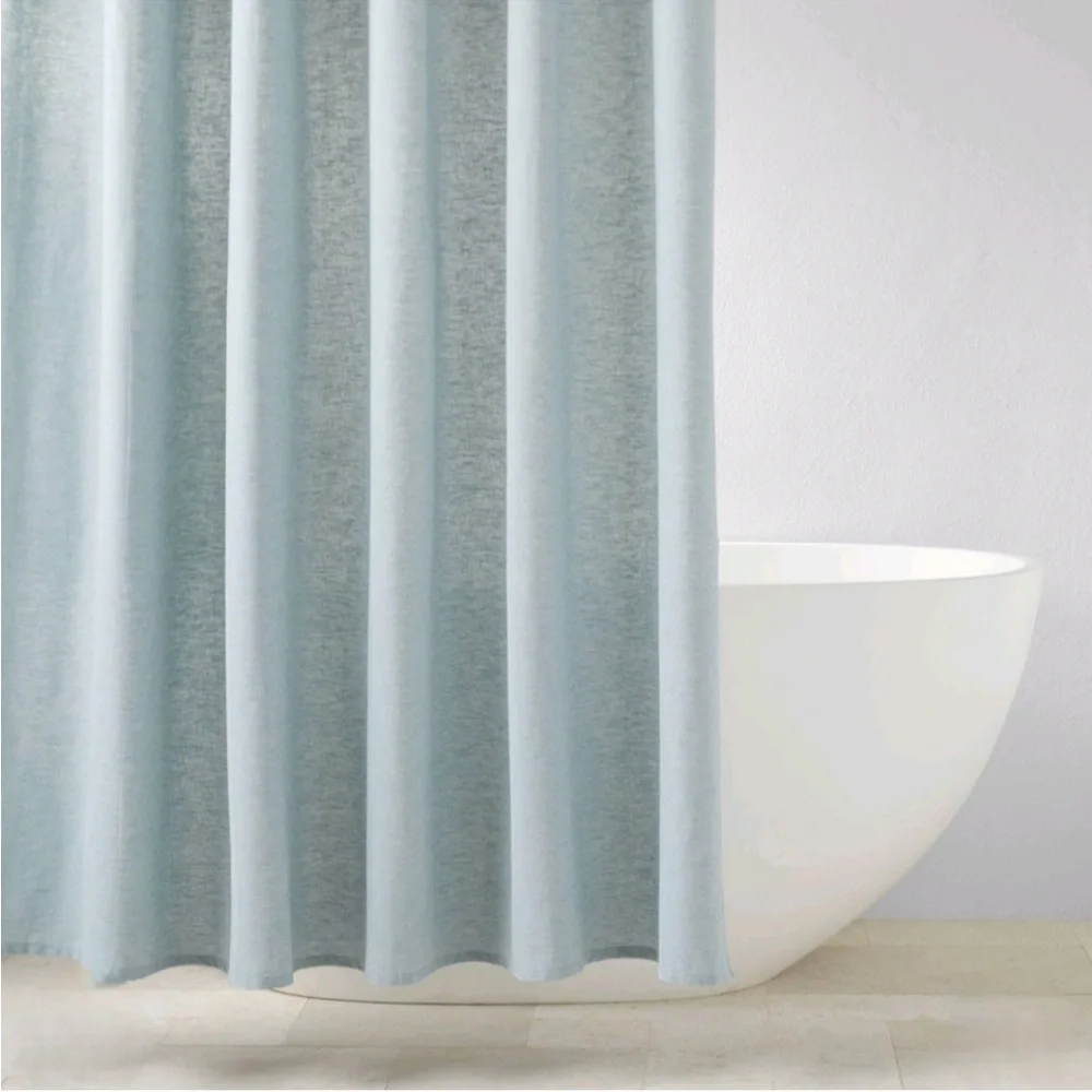 CASALUNA NWT chambray shower curtain -teal